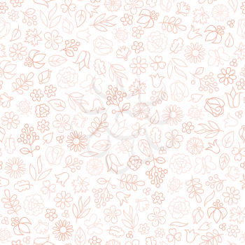 Flower icon seamless pattern. Floral leaves white background. Nature texture