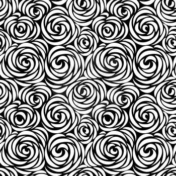 Floral seamless pattern with flower rose. Abstract swirl line bloom background. Petal tiled wallpaper 