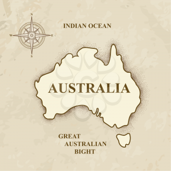 Australia. Australian map retro background.
