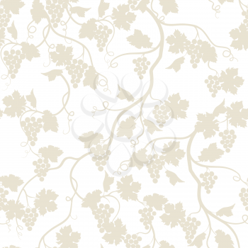 Floral seamless pattern with grape branch. Wineyard retro wallpaper. Garden background