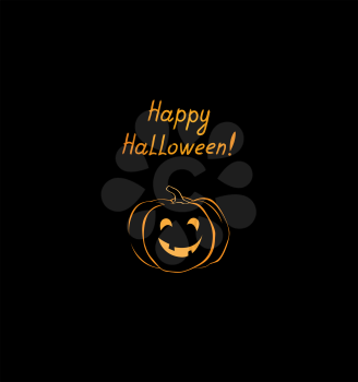 Halloween greeting card. Holiday background with lettering and pumpkin