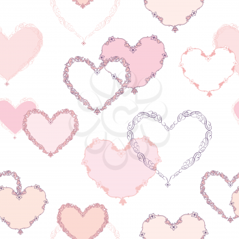 Heart semless pattern. Valentine day card holiday background.