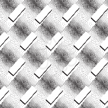 Abstract dotted stripe line seamless pattern. Black and white geometric texture. Ornamental dot background