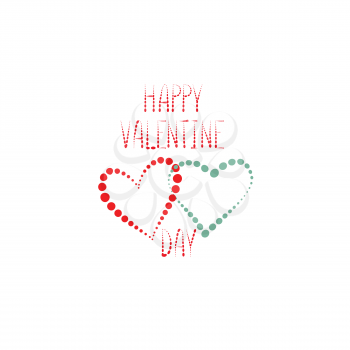 Valentine's day holiday greeting card with love hearts pattern. Romantic date card with  hearts rain background.