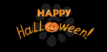 Halloween greeting card. Holiday background with lettering and pumpkin