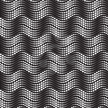 Abstract geometric seamless pattern with dots. Ornamental black background with dotted ornament. Spotted lines textured wallpaper design