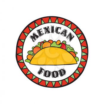 Mexican food symbol. Traditional cuisine set. Mexican dish doodles sign. Fastfood icon. Round shape sign. Fastfood icon.