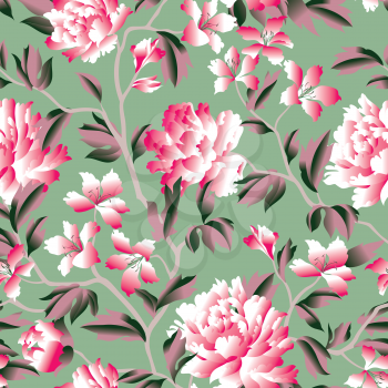 Floral seamless pattern. Flower background. Flourish garden wallpaper with flowers in chinese style.