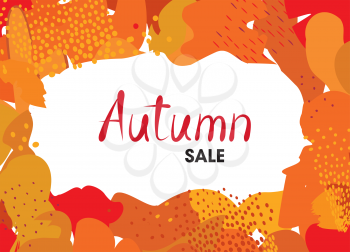 Abstract autumn background design. Сreative fall poster with frame and lettering Autumn sale. Good for brochure, greeting card, sale template.