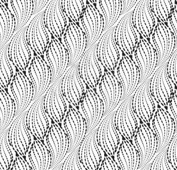 Wavy line dotted seamless pattern. Stylish floral texture with leaves. Abstract dot tiling background