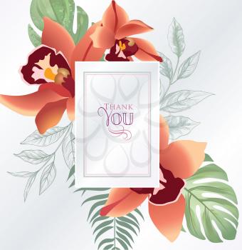 Floral greeting card. Flower  frame over white background. Floral design for invitation, wedding, birthday.