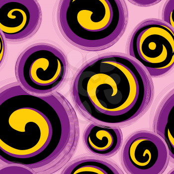 Abstract pattern with round shape forms in retro style. Seamless geometric background