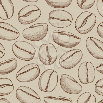 Coffee seamless pattern. Coffee beans hand-drawn background