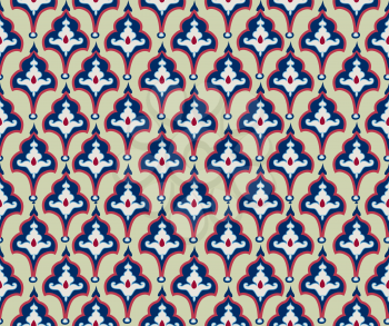 Oriental tile ornament. Abstrcat geometric retro seamless pattern. Floral asian native ornamental backdrop.