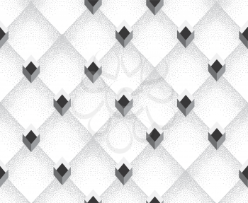 Geometric seamless pattern with three-dimensional cubes. Abstract mosaic square shape ornamental background. Diamond tile ornament