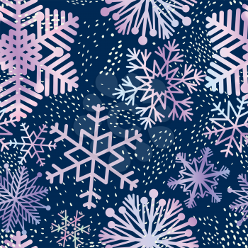 Snow seamless pattern. Abstract winter backdrop with dots, snowflakes. Seasonal nature drawn texture. Winter holiday Artistic background from Christmas collection.