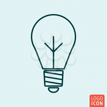 Bulb lamp Icon logo line flat design. Vector illustration.