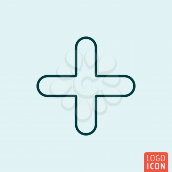 Plus Icon logo line flat design. Vector illustration.
