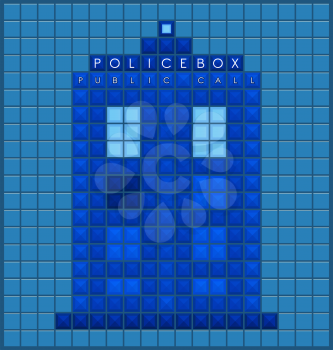 Police box template. Old video game square background. Vector illustration.