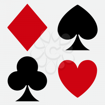 Playing card suits isolated set. Vector illustration.