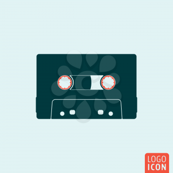 Cassette icon. Cassette logo. Cassette symbol. Audio cassette tape icon isolated, minimal design. Vector illustration