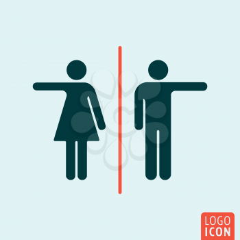 Man and Woman icon isolated. Toilet, wc, restroom icon, symbol. Male and female icon. Gender icon. Gender symbol Vector illustration