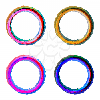 Round colorful set. Abstract circle design elements on white background. Vector shapes. 