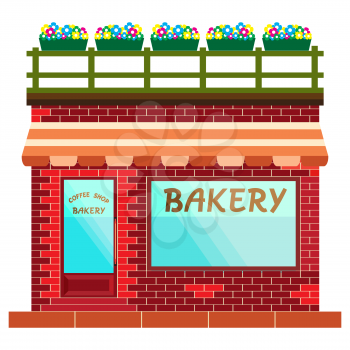 Concept of vector cartoon bakery and coffee shop.