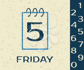 Calendar icon Friday on Grunge background. Vector illustration.