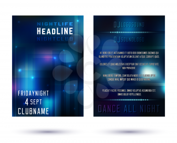 Night Club Brochure Template Poster. Party Flyer Layout A4. Brochure Design. Vector Illustration.