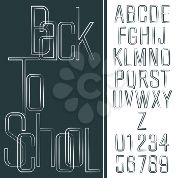 Back To School. Alphabet and Numbers Abstract Lettering. Vector design.