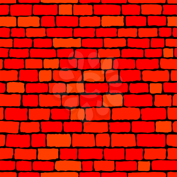 Red brick wall seamless background. Vector illustration.