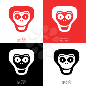 Set of Logo Monkey for corporate identity. Symbol of the year monkey. Vector design illustration.