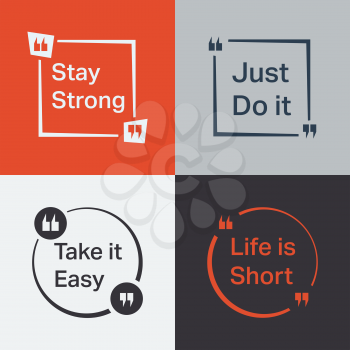 Quote set. Quote Bubble with various slogan. Vector illustration.