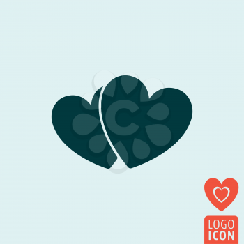 Heart icon. Heart symbol. Two hearts icon isolated. Vector illustration