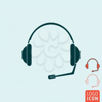 Headset icon. Headset symbol. Support symbol. Headphones with microphone icon isolated. Vector illustration