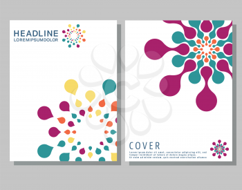 Brochures design template. Cover brochure, flyer, business card layout. Set abstract design cover template for blank, print, journal, presentation, book. Vector illustration