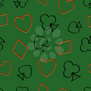 Seamless pattern background with playing cards suit. Vector illustration.