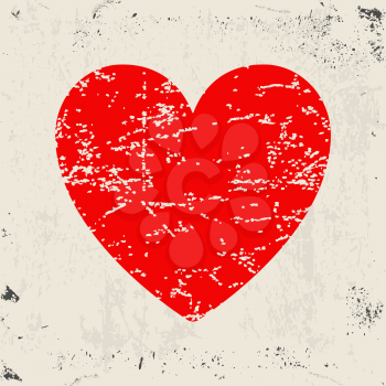 Grunge heart. Red heart on grunge texture background. Vector illustration