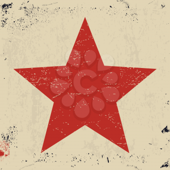 Grunge star. Red star on grunge texture background. Vector illustration