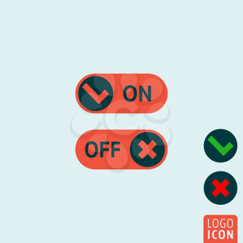 On Off buttons icon. On Off sliders. Vector illustration