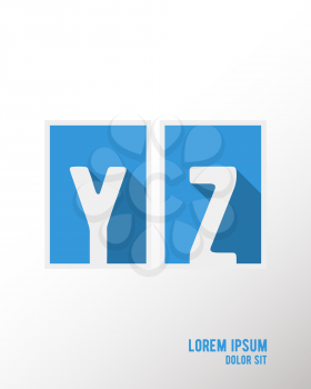 Alphabet font template. Set of letters Y, Z logo or icon. Vector illustration.