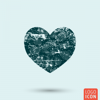 Heart icon. Grunge heart symbol. Vector illustration