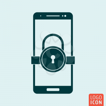 Smartphone lock icon. Secure lock mobile phone symbol. Vector illustration
