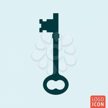 Key icon isolated. Old key symbol. Vector illustration
