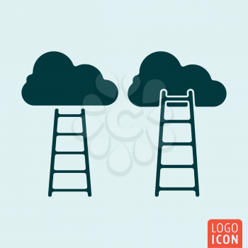 Ladder to clouds icon isolated. Career symbol. Vector illustration