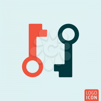 Key icon. Two keys isolated. Vector illustration