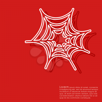 Line halloween cobweb on red background. Cover brochures, flyer, card design template. Vector illustration