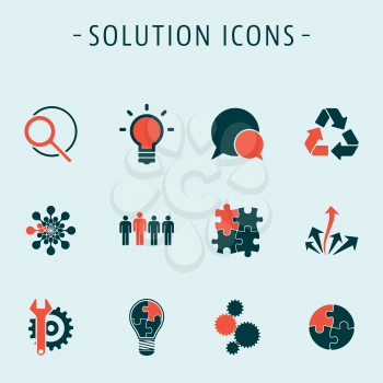 Set of various solution icons. Vector illustration.
