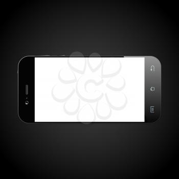 Black smartphone with blank screen. Cellphone template. Mobile phone design. Vector illustration.